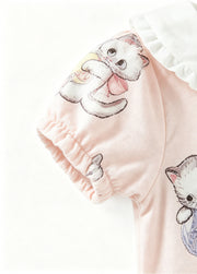 Antibacterial Baby Girl Bamboo Romper | Breathable Summer Cat Print Jumpsuit