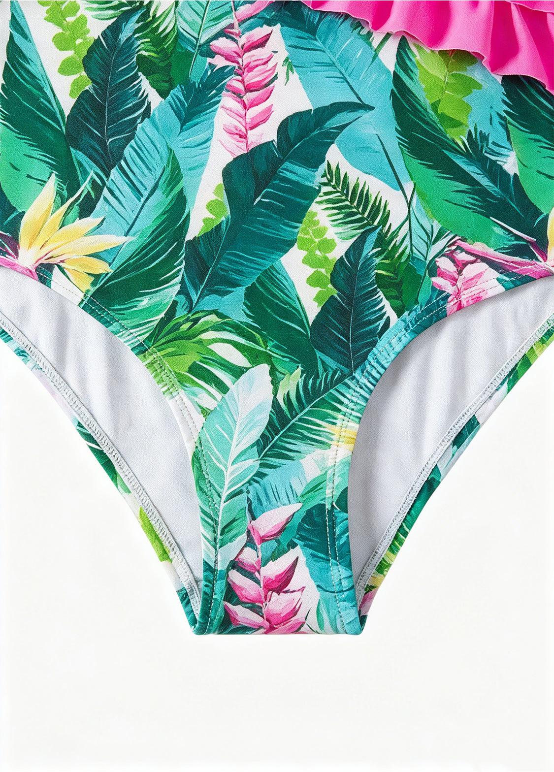 Girls' One-Piece Swimsuit: Ruffled, Leaf-Print Bathing Suit & Beachwear