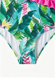 Girls' One-Piece Swimsuit: Ruffled, Leaf-Print Bathing Suit & Beachwear