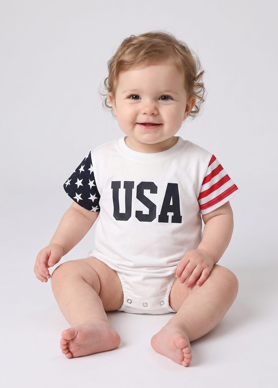 Unisex Baby 4th of July USA Letter Print Romper Infant Independence Day Patriotic Short Sleeve Bodysuit