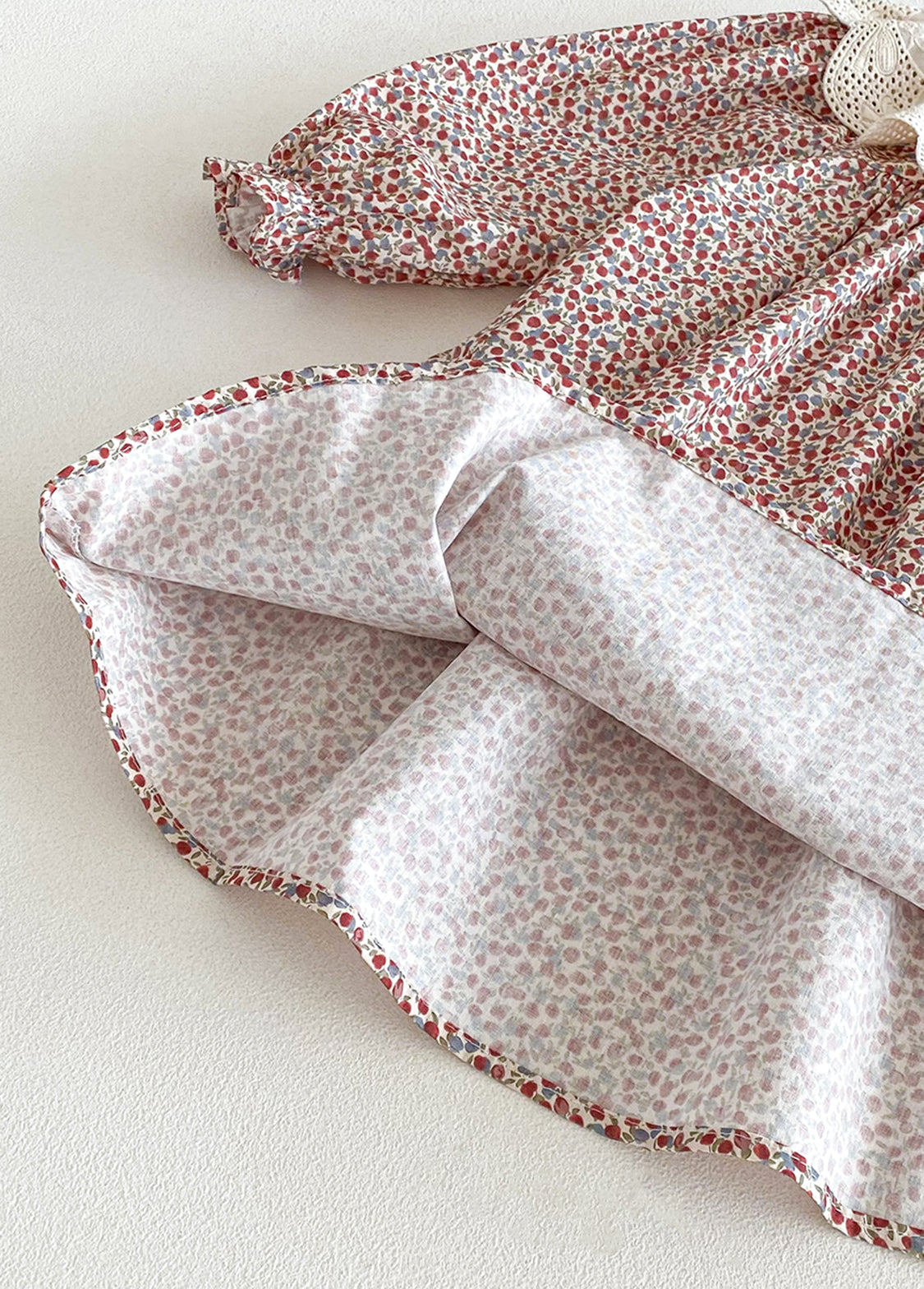 Girls Sweet Floral Dollar Collar Dress With Headband