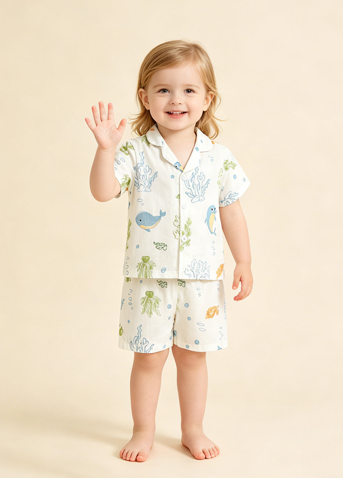 Baby Boy's Bamboo Fiber Summer Short-Sleeve Two-Piece Set (Lightweight)