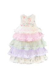 Kids Girl's Rainbow Mesh Lolita Princess Dress