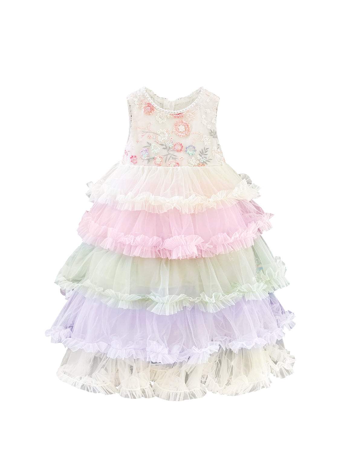 Kids Girl's Rainbow Mesh Lolita Princess Dress