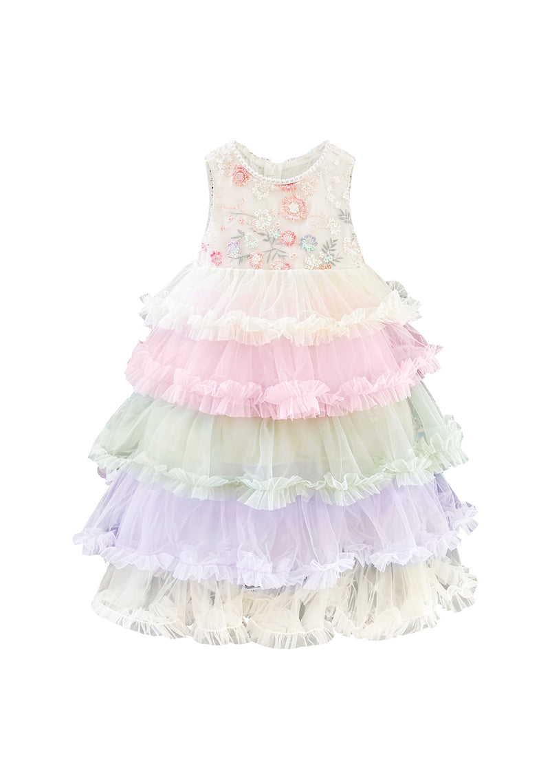 Kids Girl's Rainbow Mesh Lolita Princess Dress