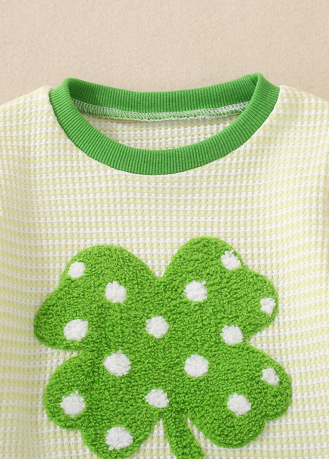 Baby Cute St. Patrick's Day Four-Leaf Clover Embroidered Sweatshirt Set