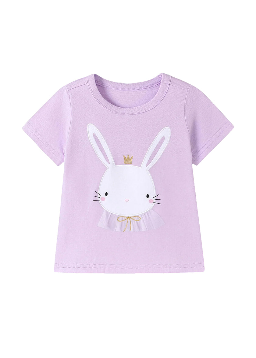 Girls Cotton Bunny Graphic T-Shirt