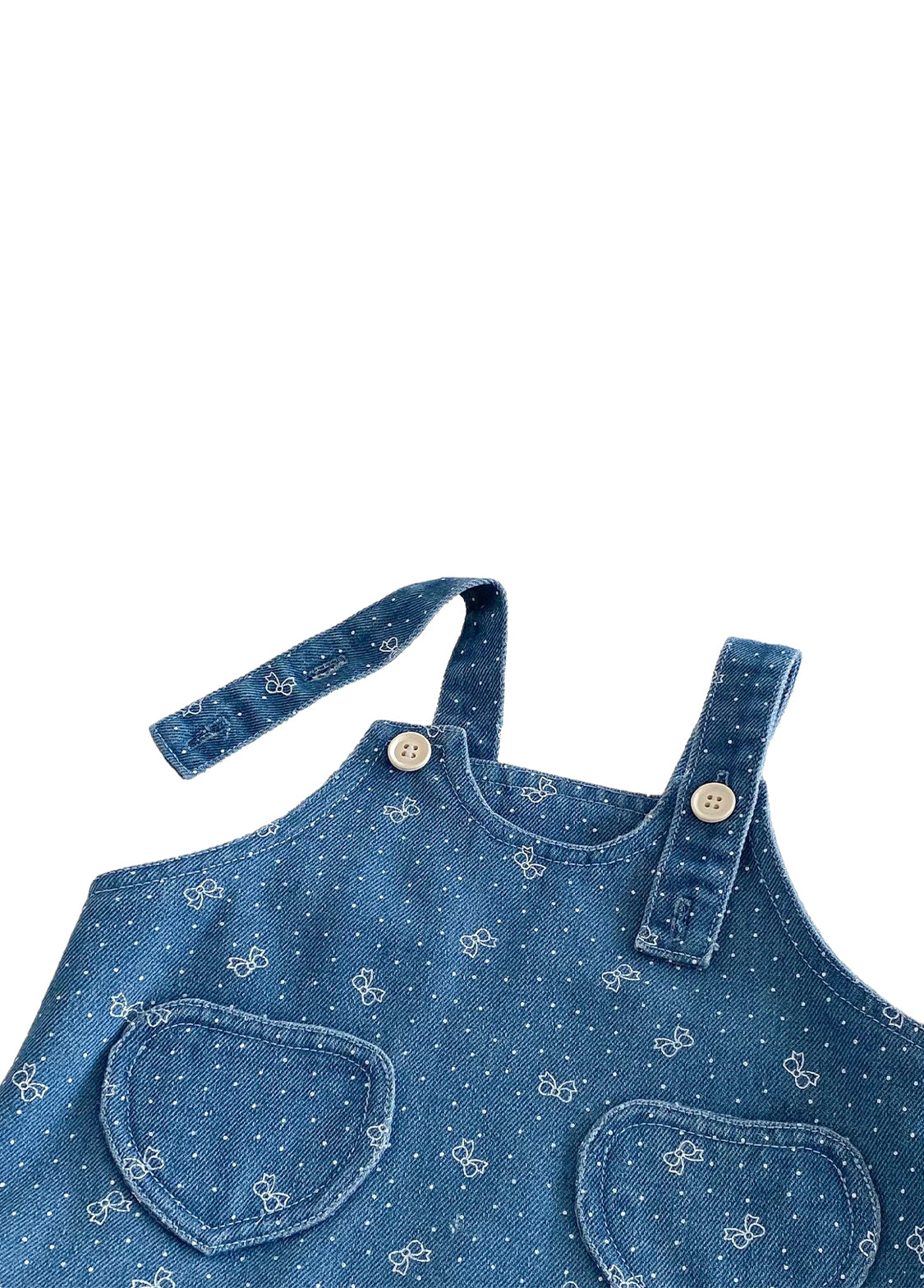 Girls Cotton Denim Pinafore Dress Set