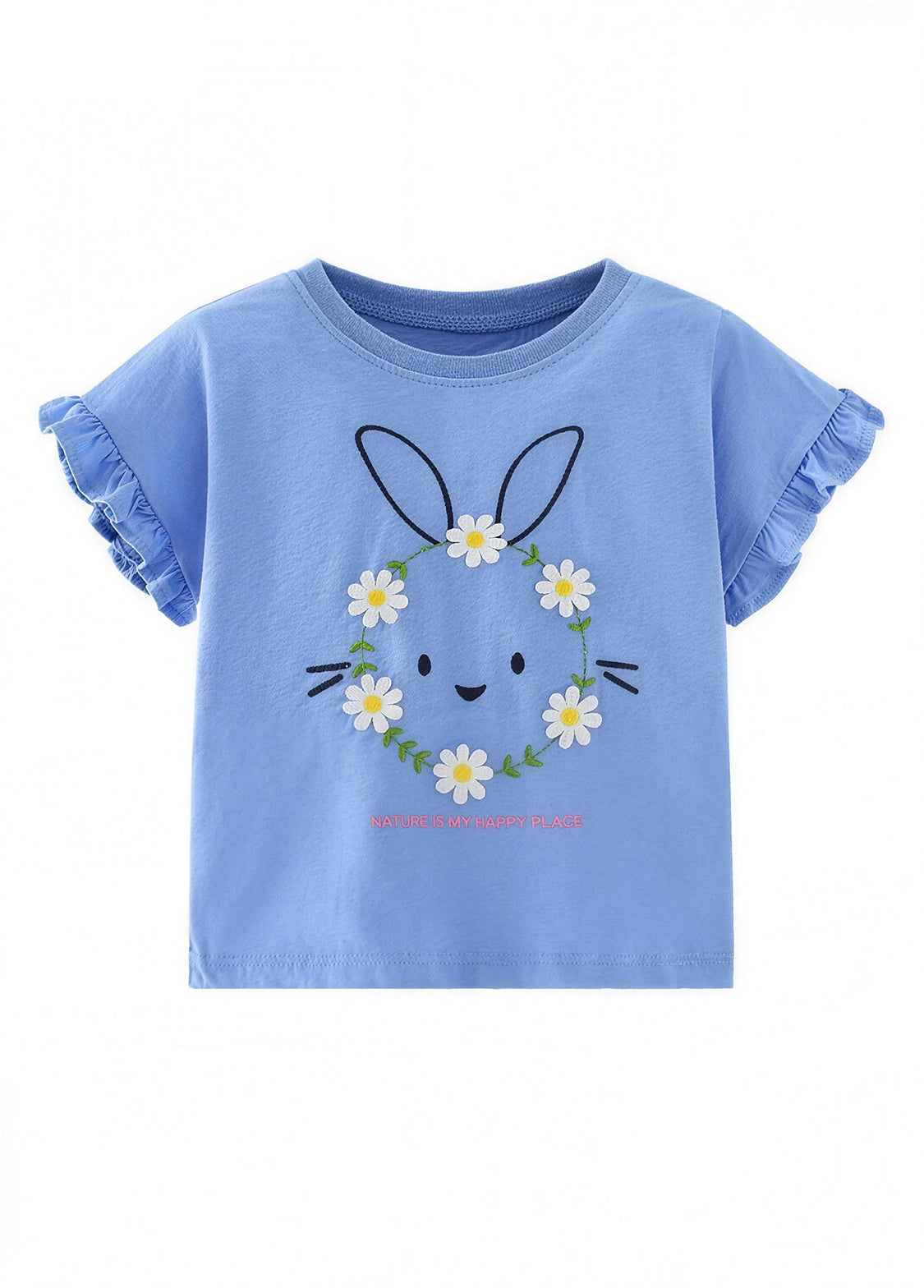 Girls Casual Cotton Daisy Bunny T-Shirt
