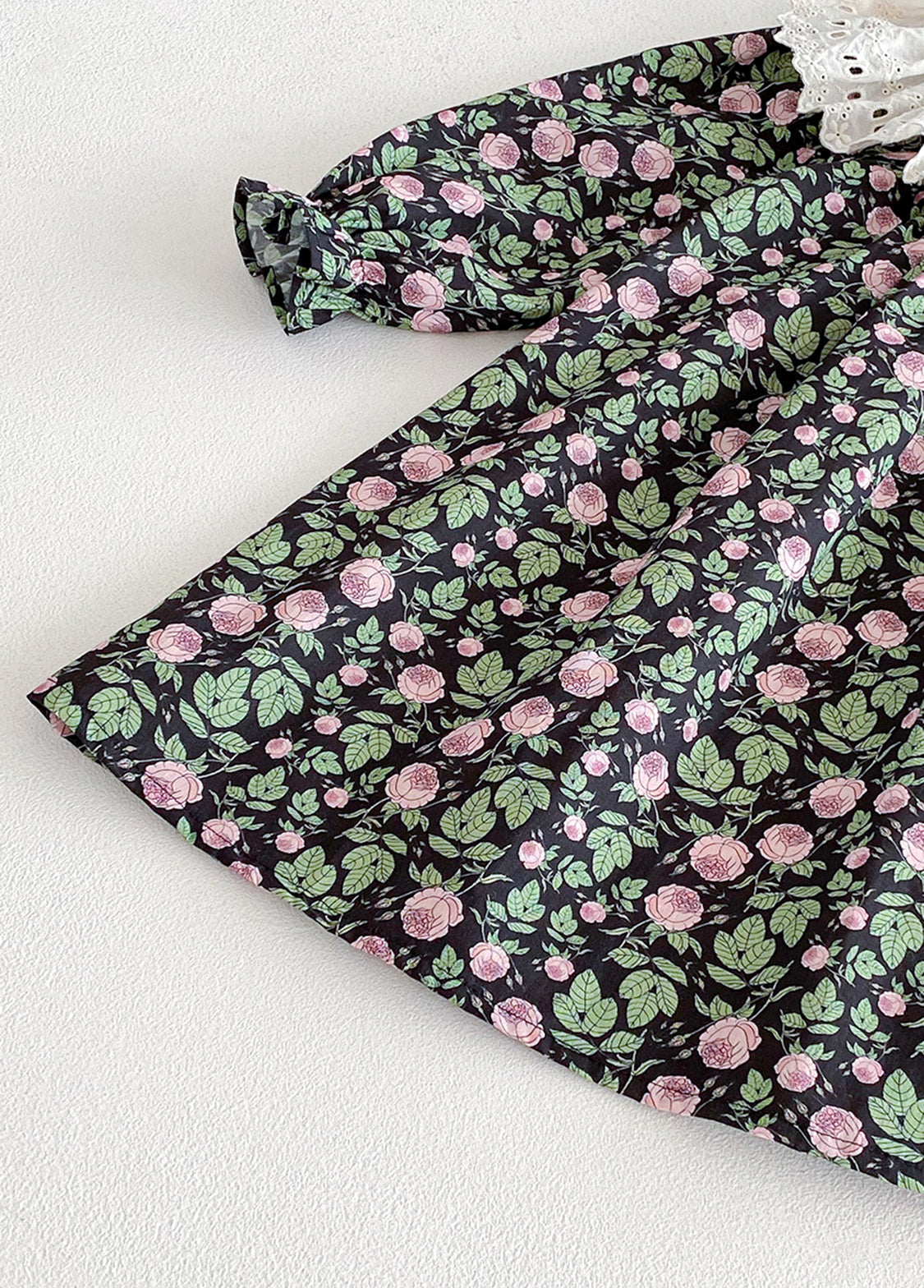 Girls Sweet Floral Dollar Collar Dress With Headband