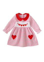 Girl Cute Letters Embroidered Dollar Collar  Dress