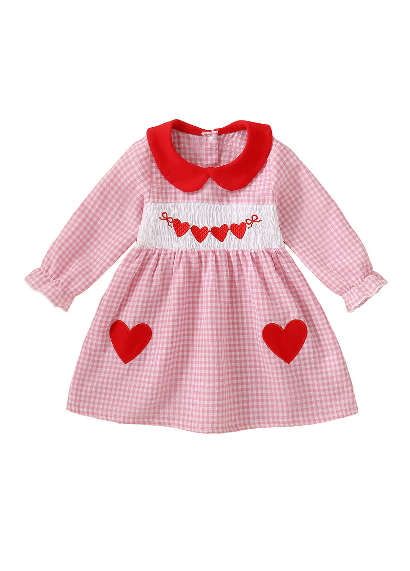 Girl Cute Letters Embroidered Dollar Collar  Dress