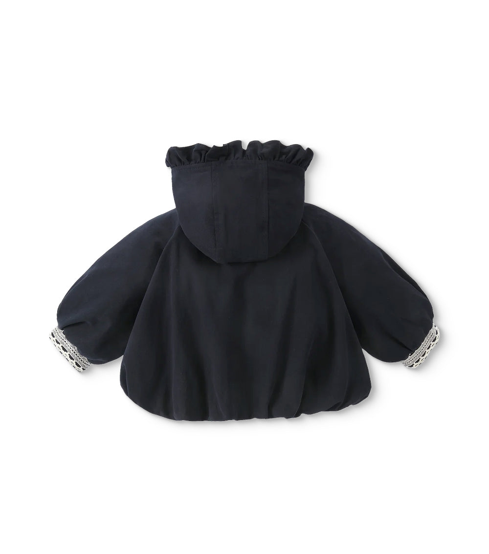 Girls Ruffle Hooded Zip Jacket