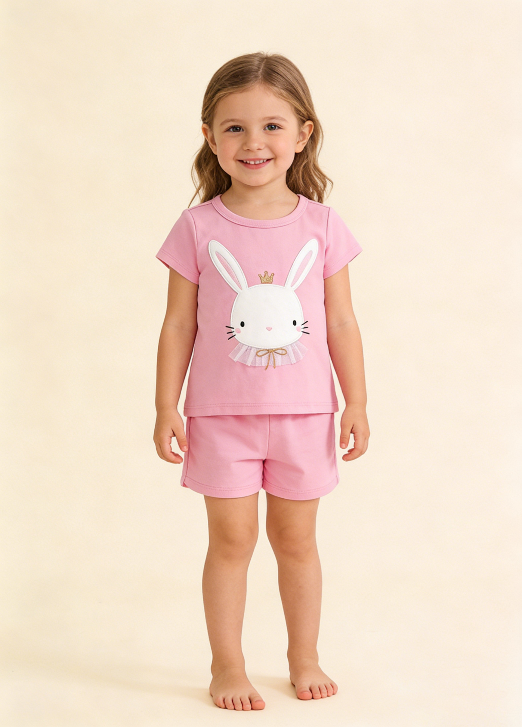 Girls Cotton Bunny Graphic T-Shirt