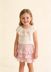 Girls Cotton Bow Two-Piece Set
