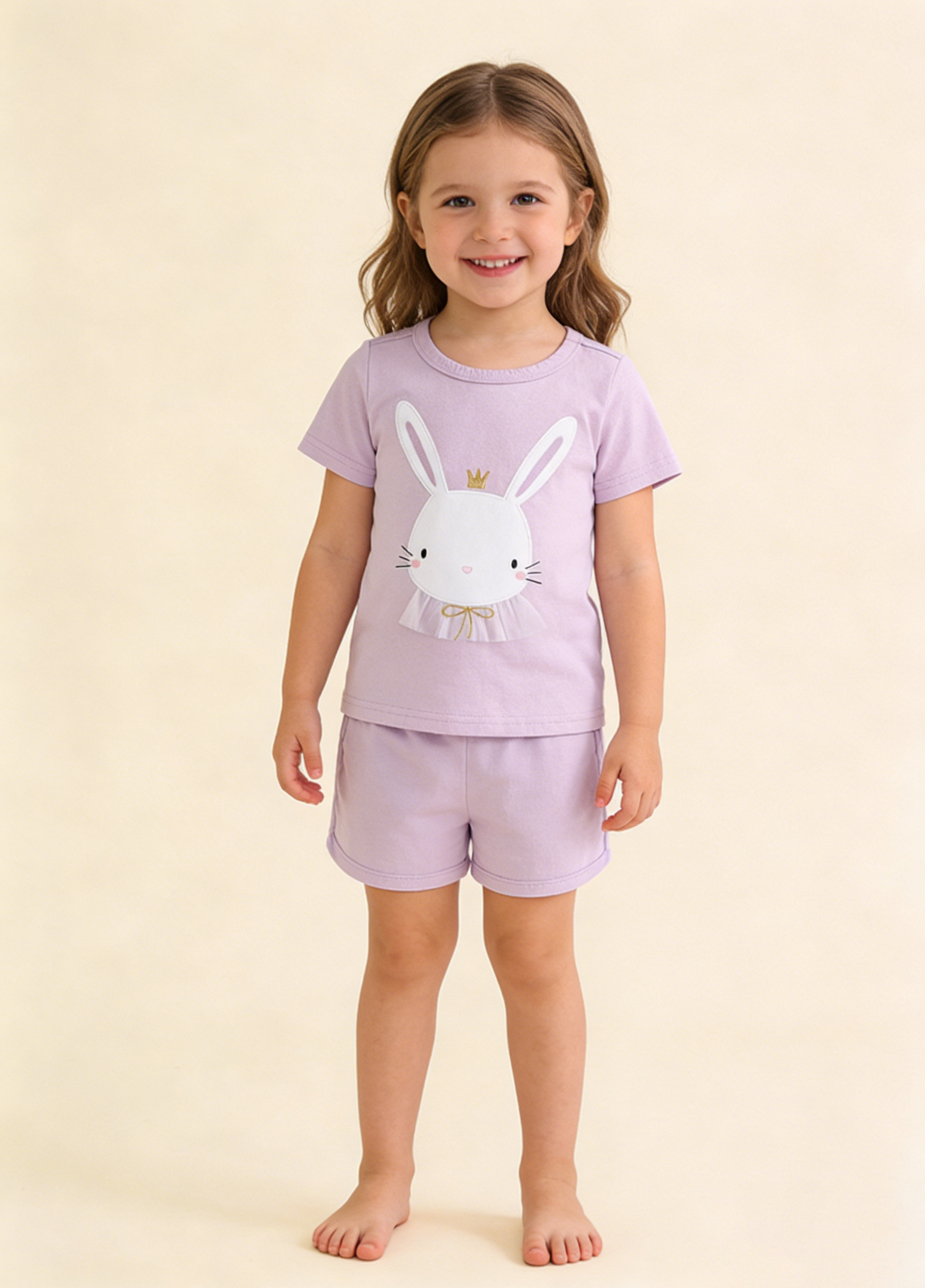 Girls Cotton Bunny Graphic T-Shirt