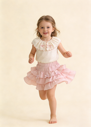 Girls Cotton Bow Two-Piece Set
