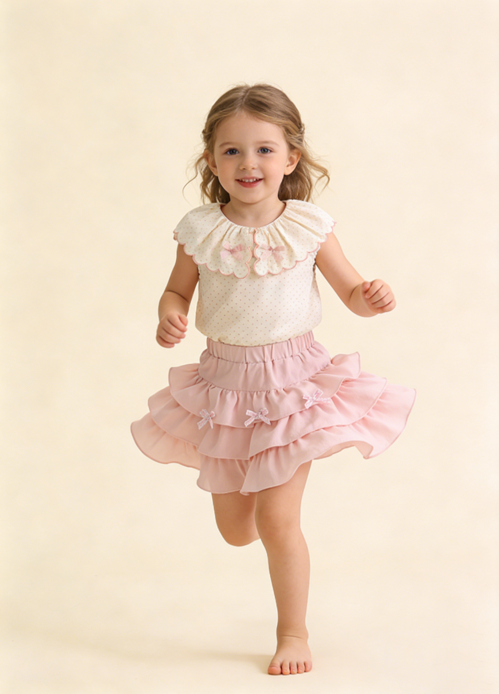 Girls Cotton Bow Two-Piece Set